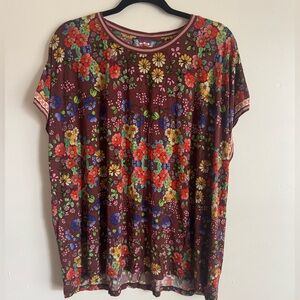 Plus Size Johnny Was Teaberry Printed Tee size 3X